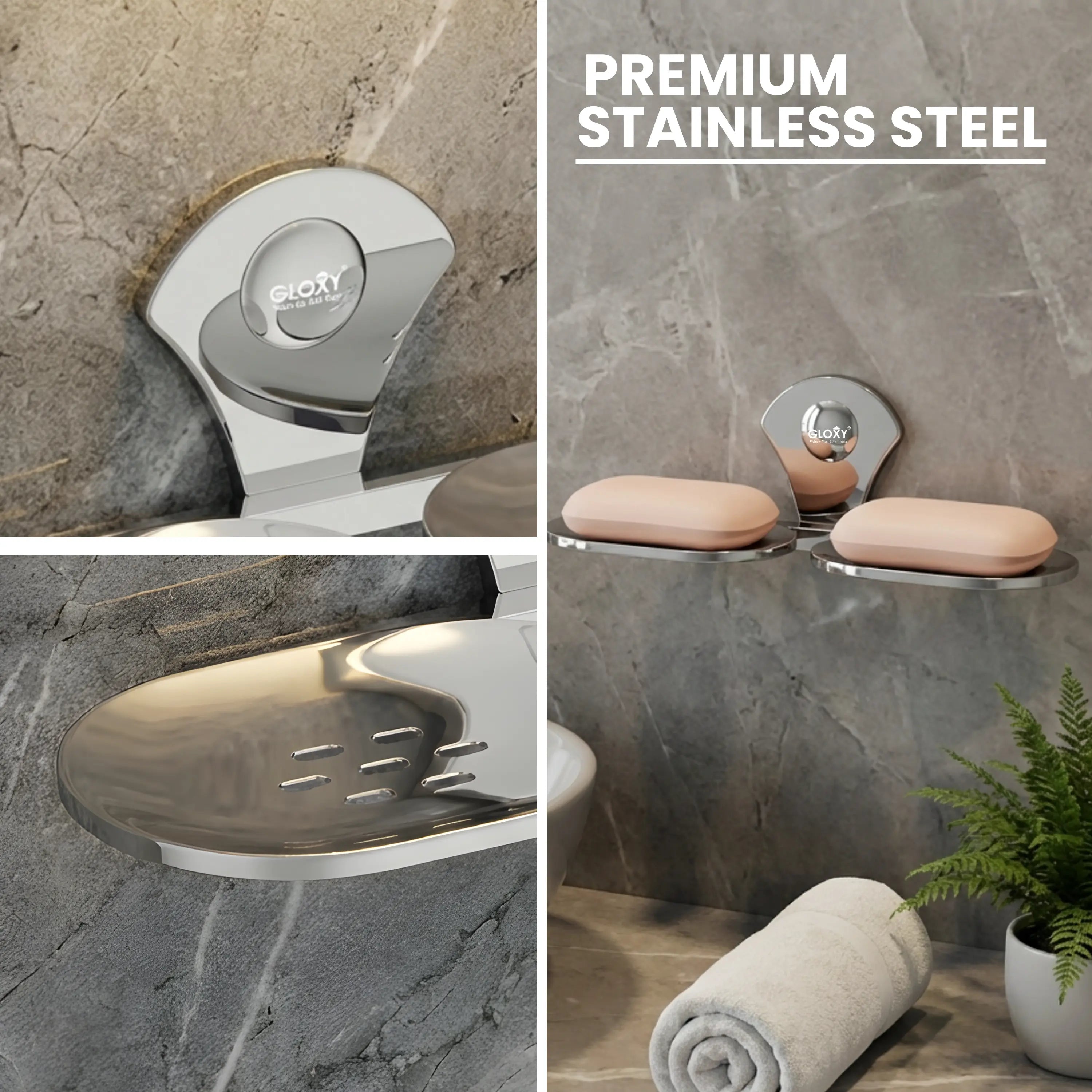 Flower Stainless Steel Double Soap Holder-by GLOXY®