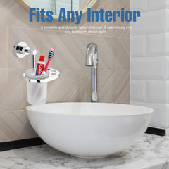 Round Shape Stainless Steel SS304 Toothbrush Holder (Silver)-by GLOXY®
