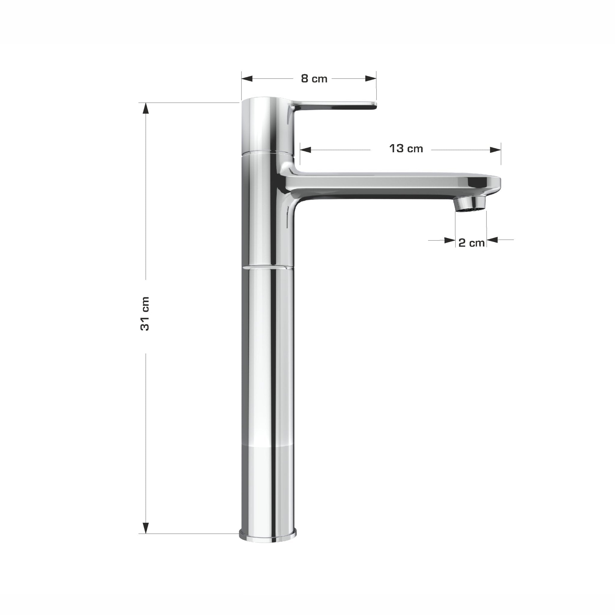 Long Spout Chrome Finish Swivel Tall Body Pillar Faucet Tap