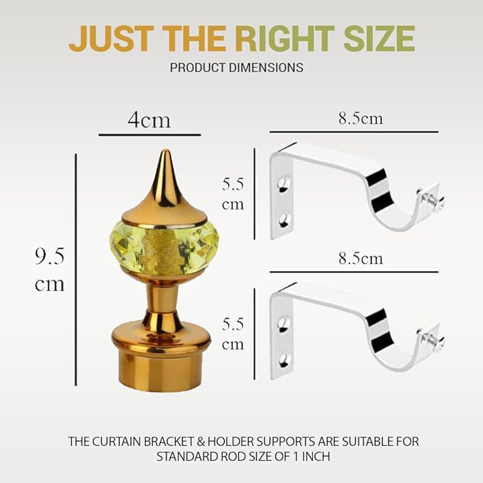 Single Diamond Aluminium Curtain Bracket with Support(Gold Mix Yellow)