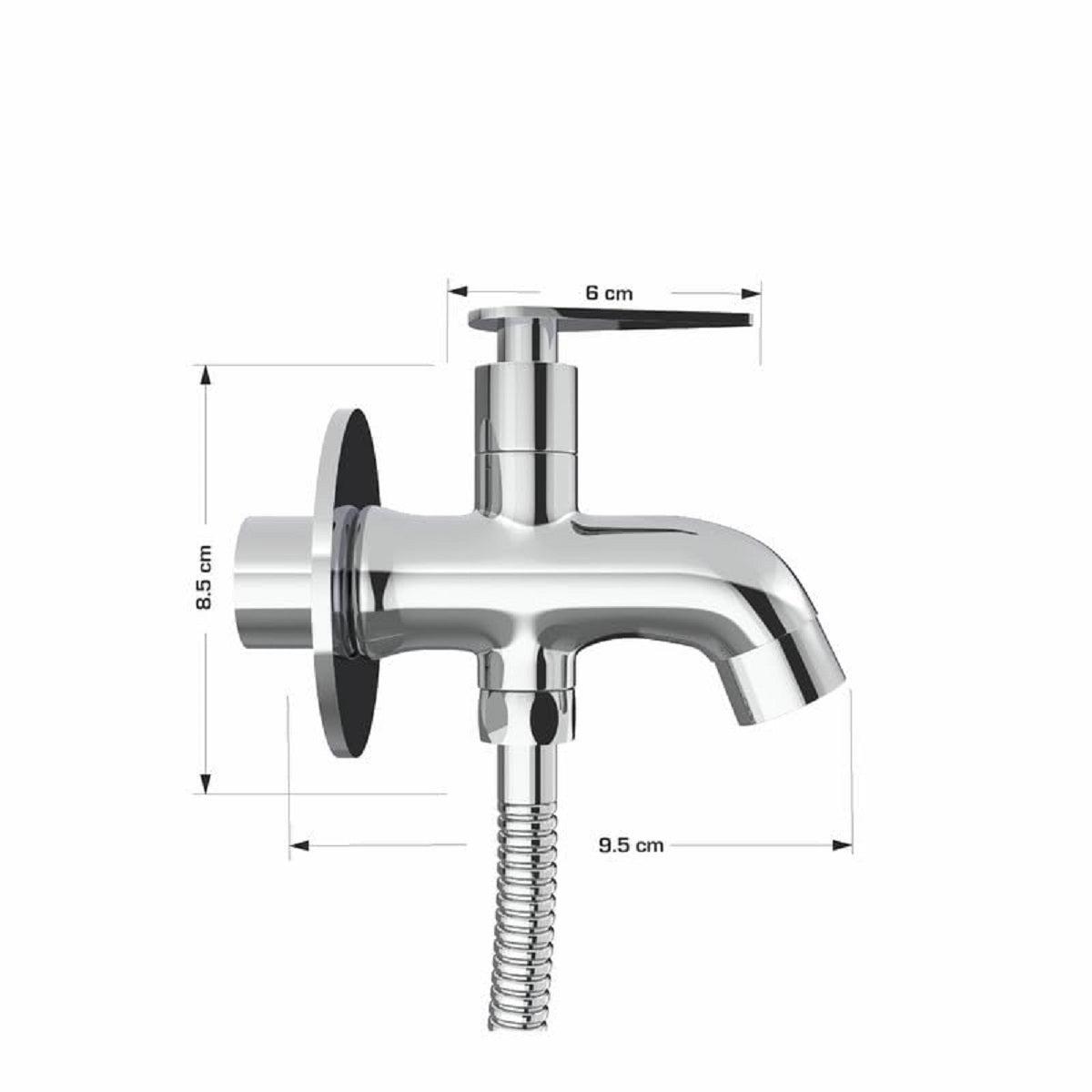 Chrome Finish Brass Two way Handle Faucet tap Bib Cock for attachment of Health Faucet, Hand Shower (Nano)-by GLOXY®