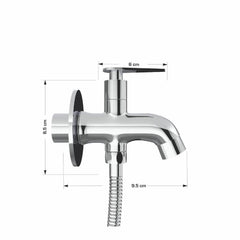 Chrome Finish Brass Two way Handle Faucet tap Bib Cock for attachment of Health Faucet, Hand Shower (Nano)-by GLOXY®