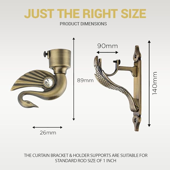 Swan Bird Shape Aluminium Curtain Bracket with Cobra Support(Antique)