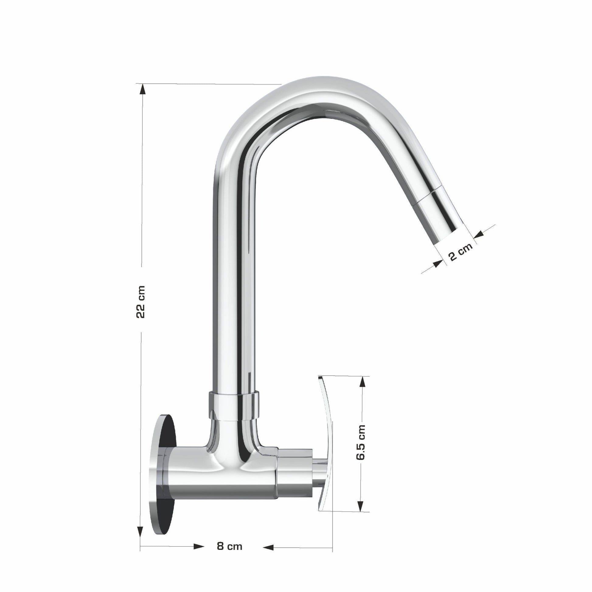 Chrome Finish Deck Mount Brass Swivel Long Spout Tap Faucet