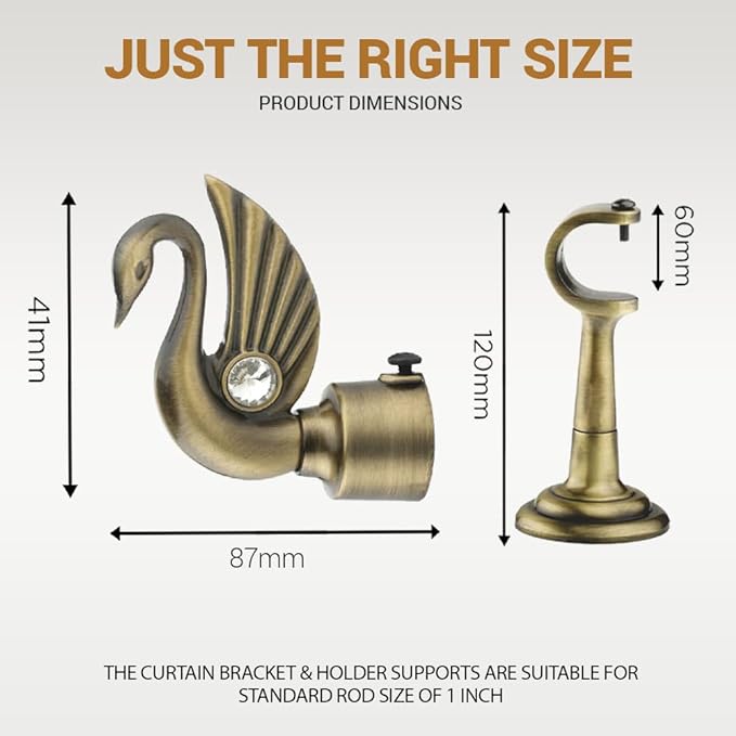 Swan Bird Shape Aluminium Curtain Bracket with L Support(Antique)