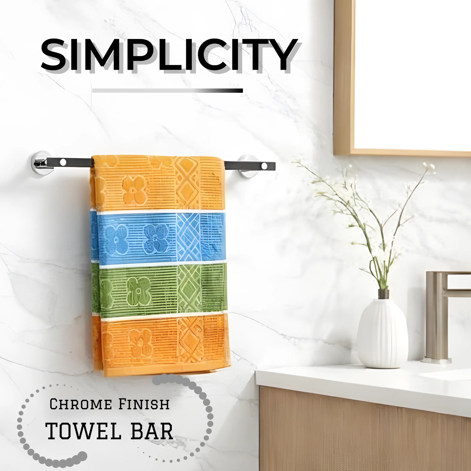 Black Finish 24 Inch Stainless Steel Towel Rod for Bathroom by GLOXY®