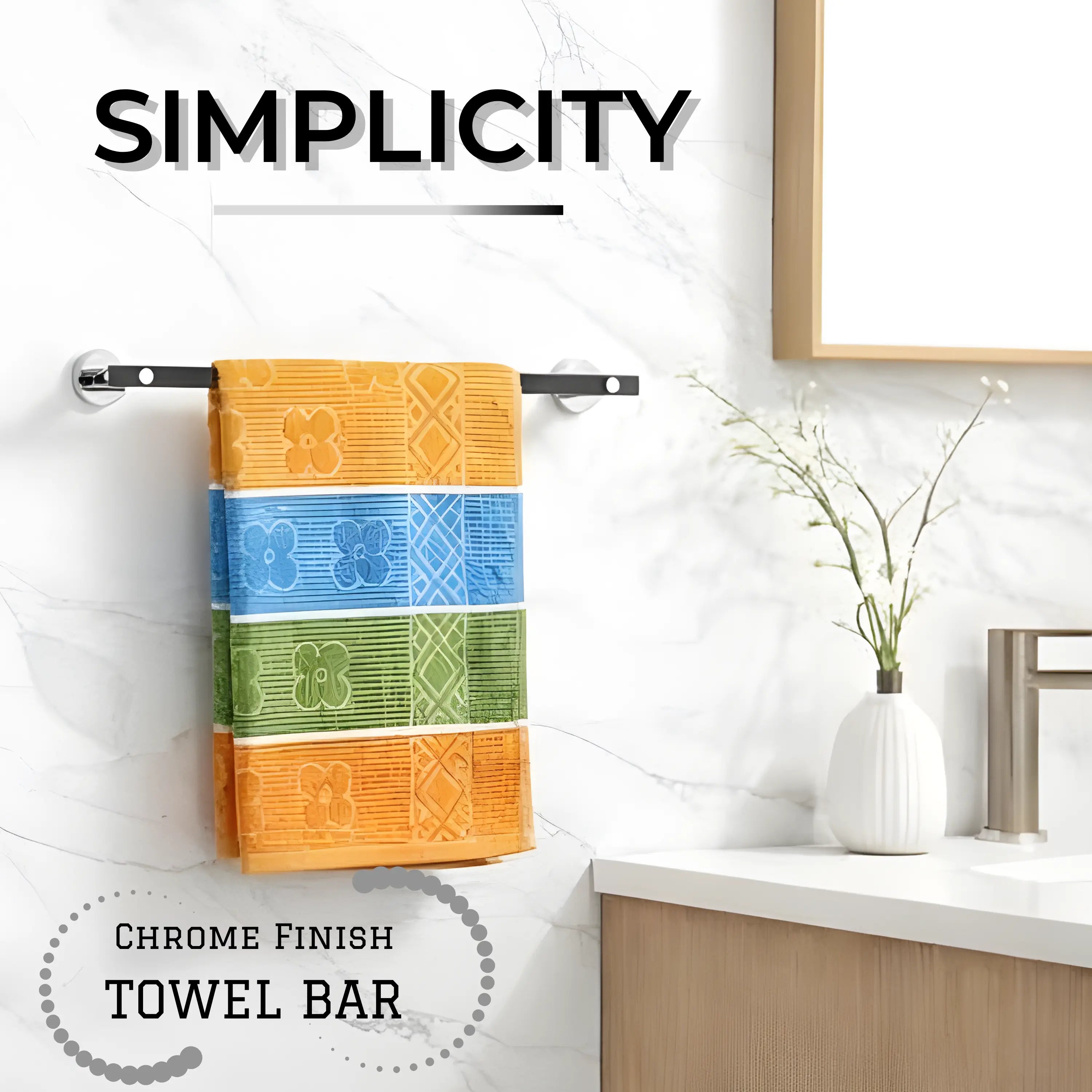 Black Finish 24 Inch Stainless Steel Towel Rod for Bathroom by GLOXY®