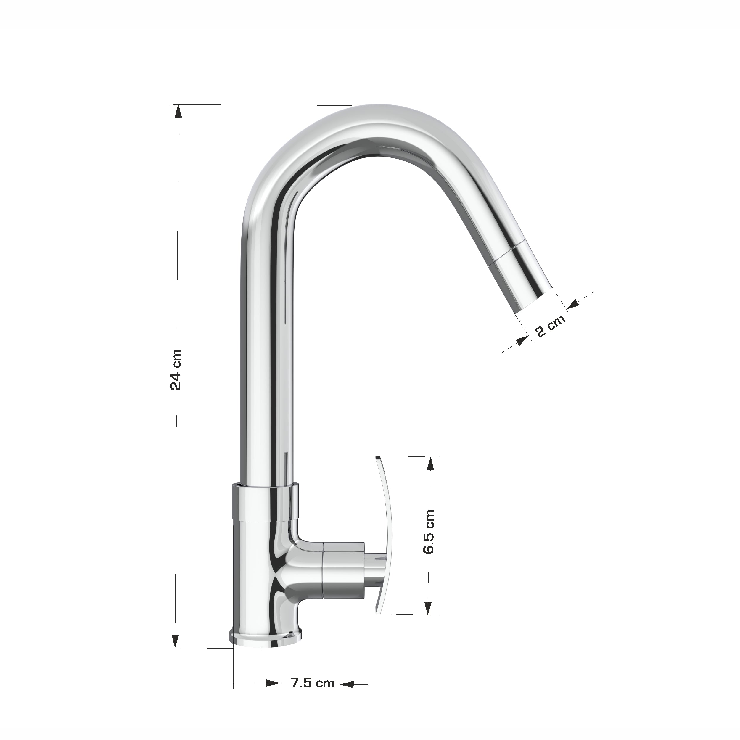 Chrome Finish Deck Mount Swan Neck Brass 360 Swivel Pillar Tap
