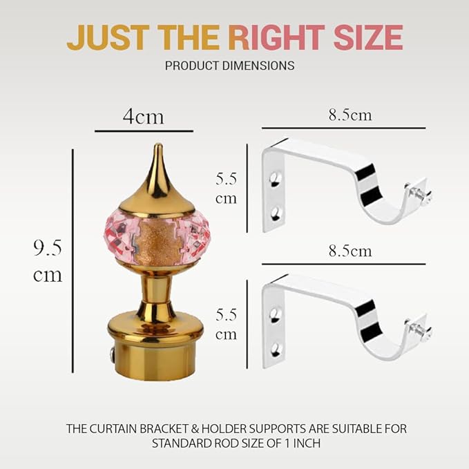 Single Diamond Aluminium Curtain Bracket with Support(Gold Mix Pink)
