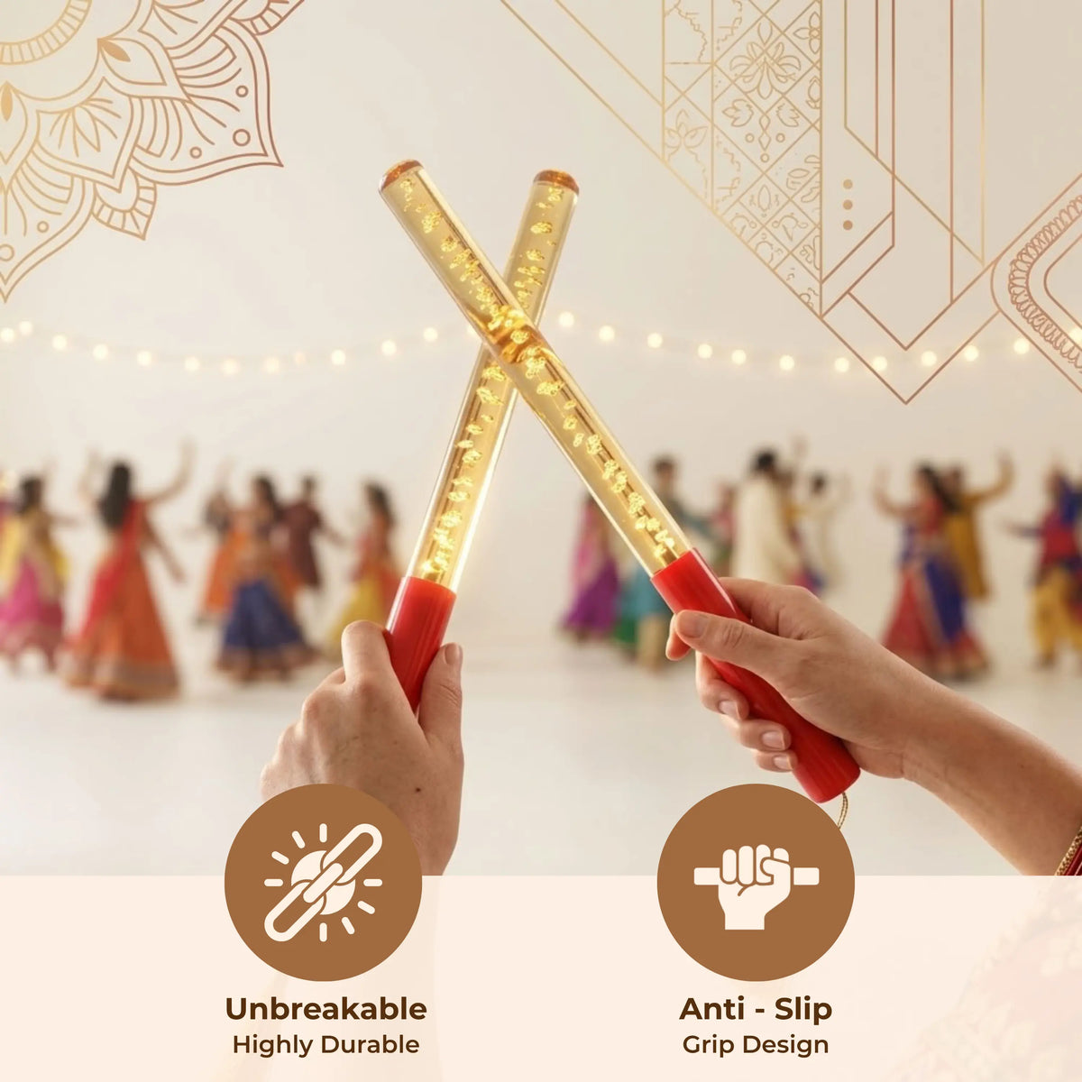 Single Colour LED Dandiya Sticks for Garba & Navratri – Battery Operated Light Up Dandiya | Yellow