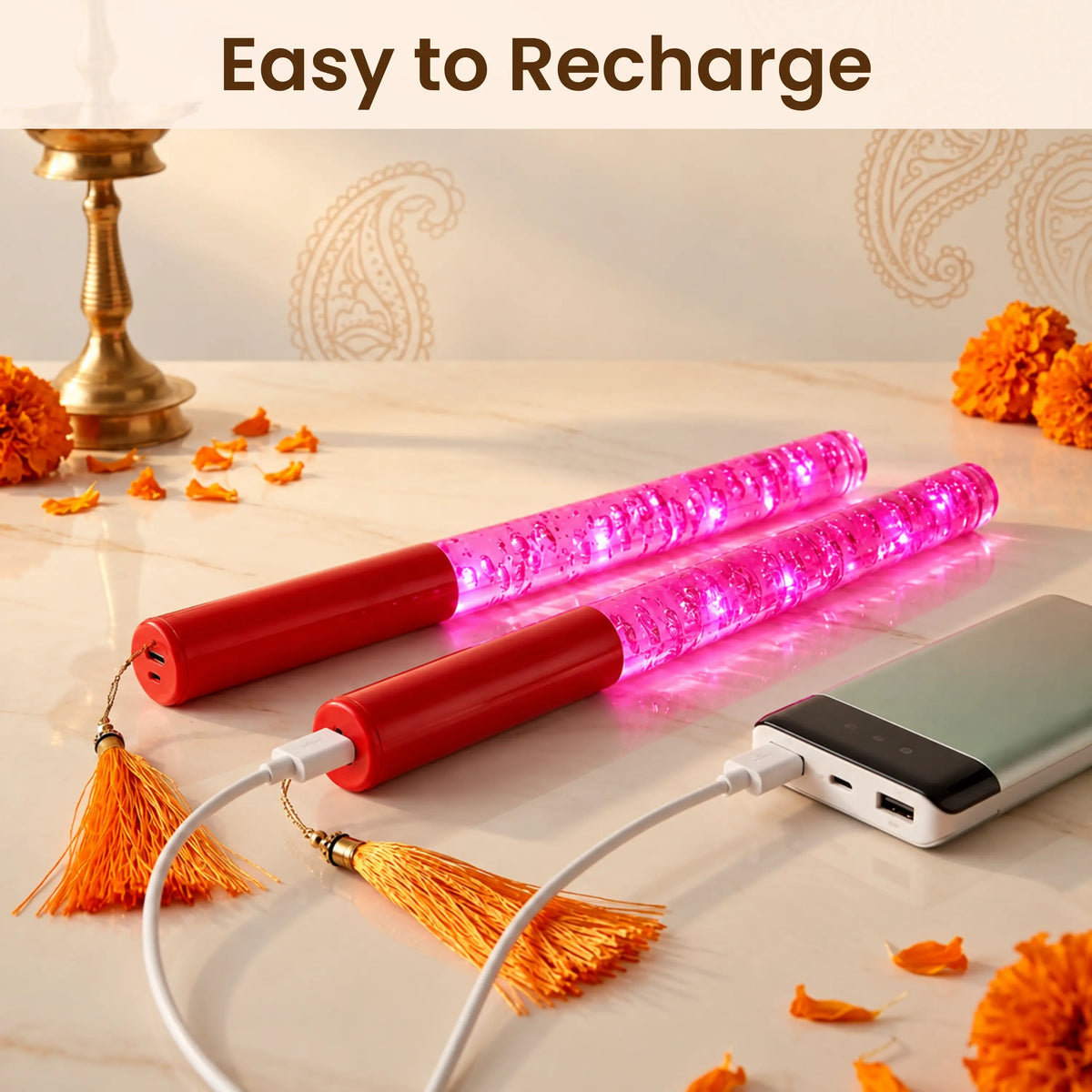 Single Colour LED Dandiya Sticks for Garba & Navratri – Battery Operated Light Up Dandiya | Pink