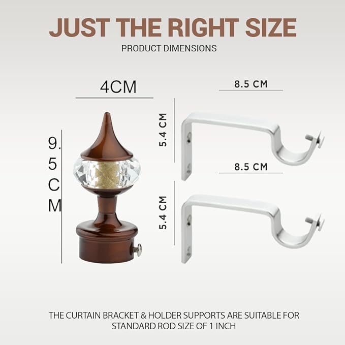 Coffee Single Diamond Aluminium Curtain Bracket with Support