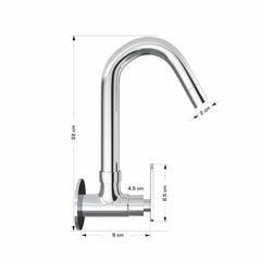 Chrome Finish Swivel Spout Wall Mount Swan Long Neck Faucet Tap Cock for Kitchen, Sink, Wash Basin (Jet+)