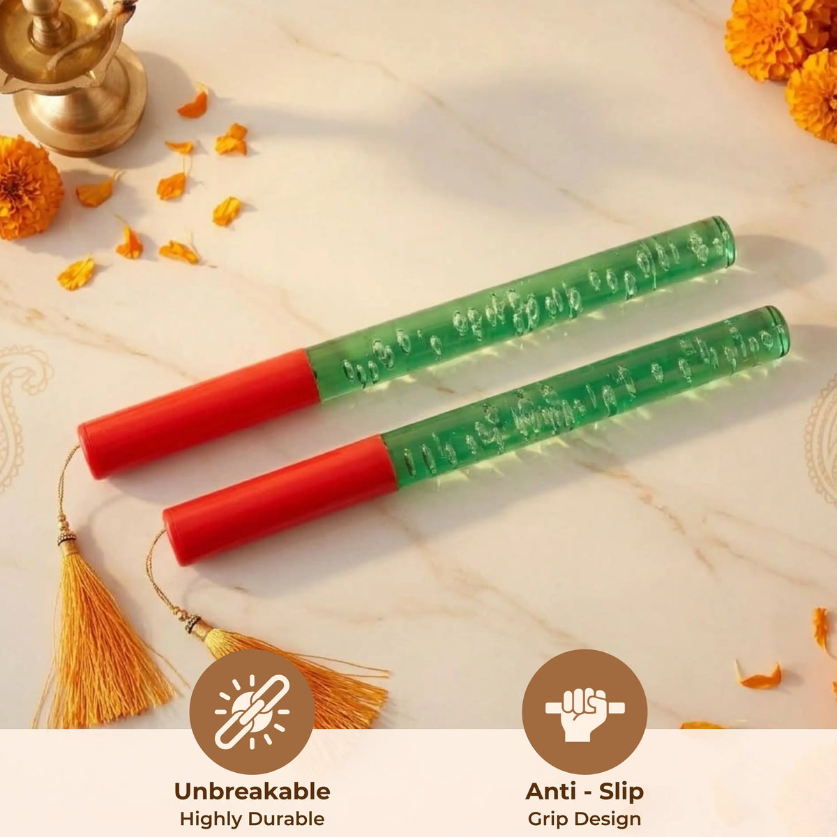 Single Colour LED Dandiya Sticks for Garba & Navratri – Battery Operated Light Up Dandiya | Green