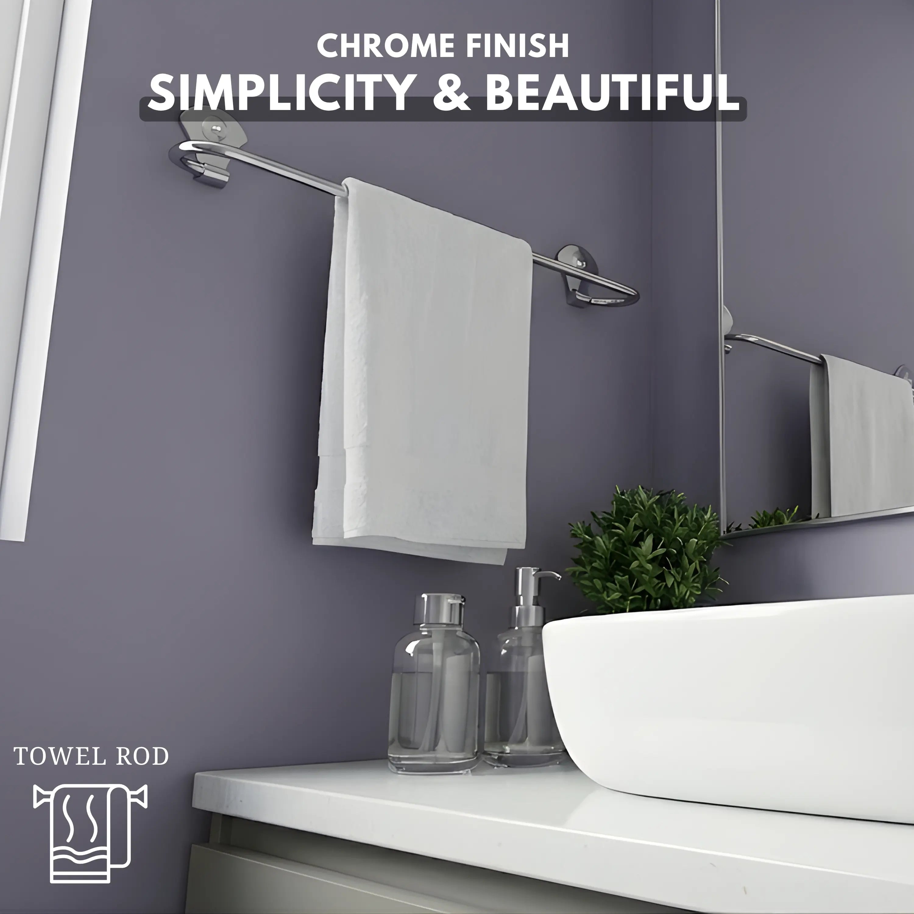 Gloxy Flower Shape Stainless Steel Chrome Finish Round Towel Rod for Bathroom -24 Inch