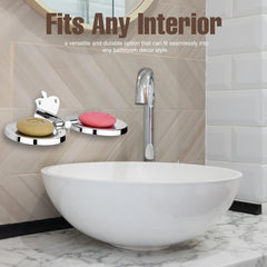 Apple Shape Stainless Steel SS304 Double Soap Dish (Silver)-by GLOXY®