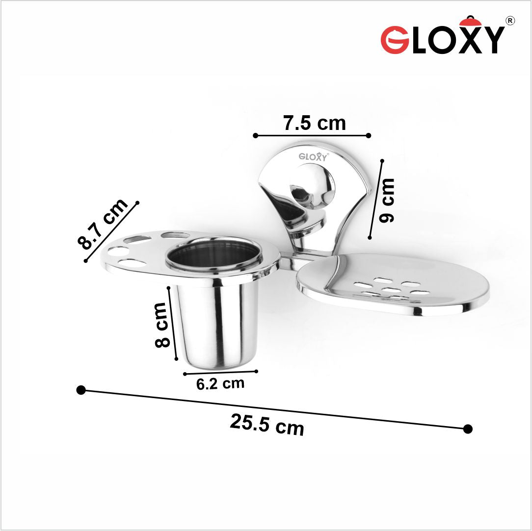 Flower Stainless Steel Toothbrush Holder with Soap Dish
