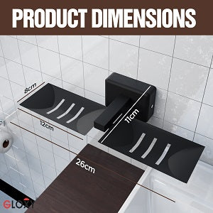 Black coloured Square Shape Stainless Steel Double Soap Holder