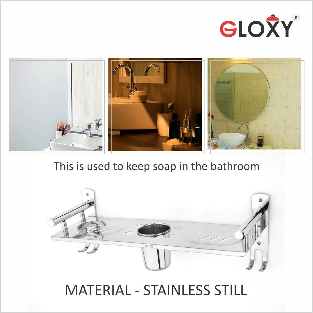 2 in 1 Stainless Steel Bathroom Shelf