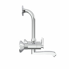 Chrome Finish Handle Controlled Wall Mixer with L Bend Faucet Tap Bib for Hot & Cold Water for Bathroom Areas & Showers (Nano)-by GLOXY®