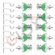 Gloxy Double Colour Stainless Steel & ABS Curtain Rod Finials with Support– Green 5 Pair