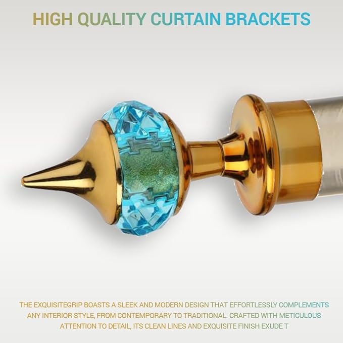 Single Diamond Aluminium Curtain Bracket with Support(Gold Mix Sky Blue)