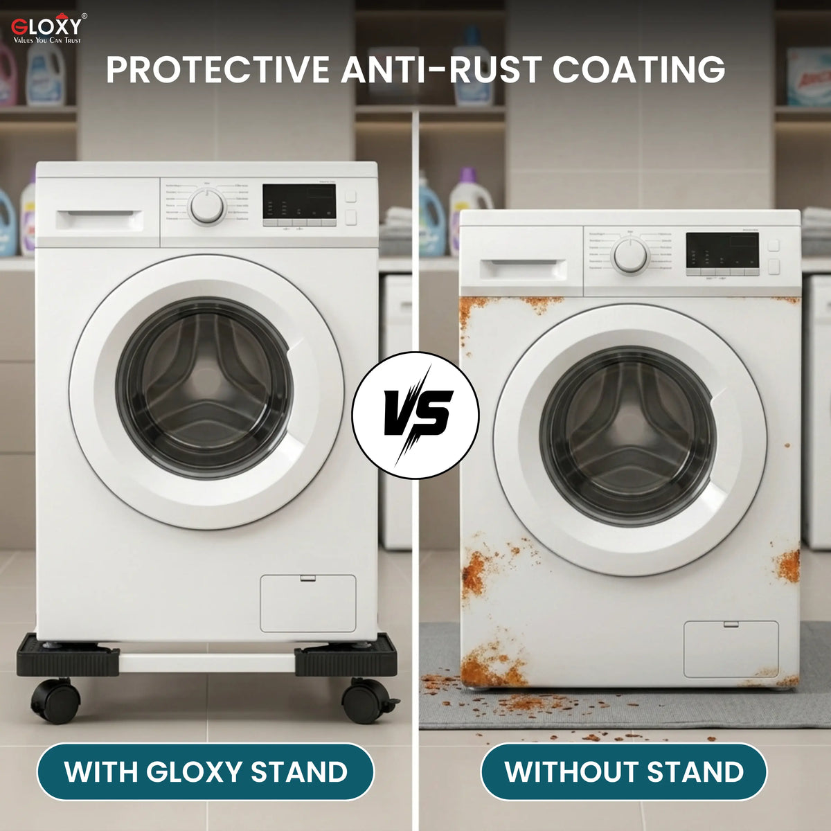 GLOXY Adjustable Fridge Stand with Wheels