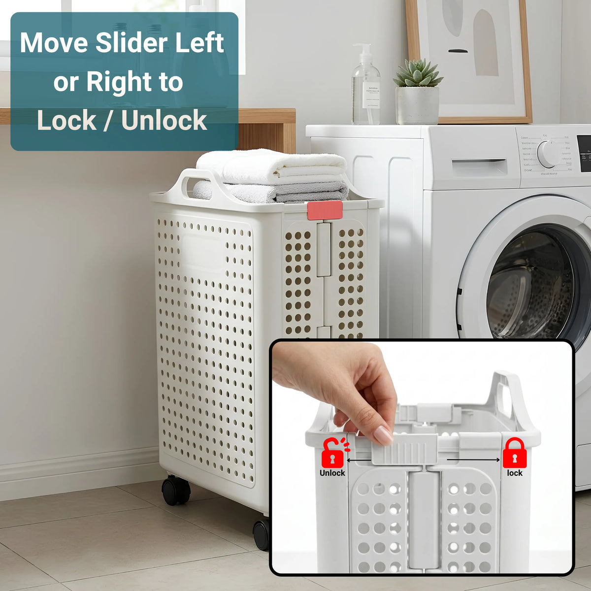 Gloxy 50 L White Laundry Basket (Plastic)