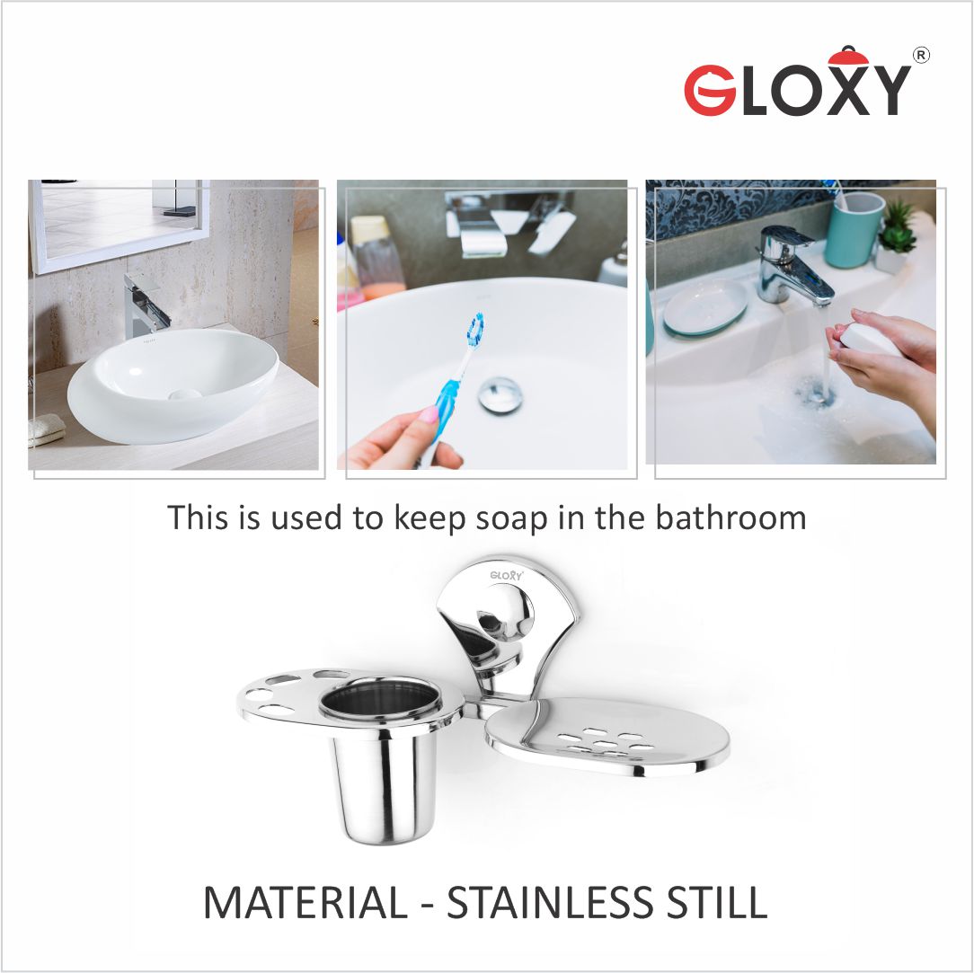 Flower Stainless Steel Toothbrush Holder with Soap Dish
