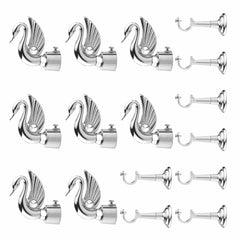 Swan Bird Shape Aluminium Curtain Bracket with L Support(Silver)-by GLOXY