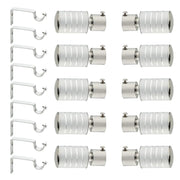 Gloxy Stainless Steel Curtain Rod Finials with Support– Silver 5 Pair