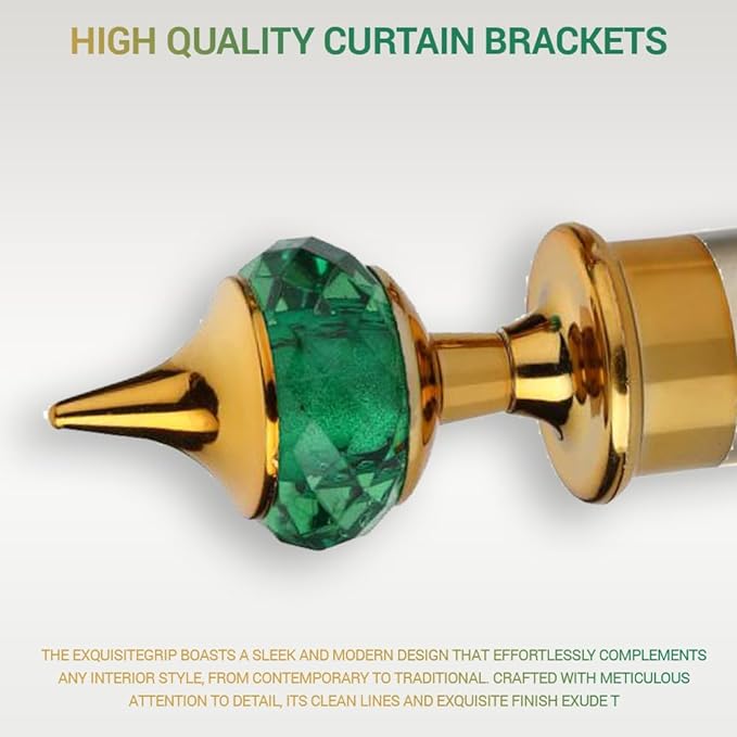 Single Diamond Aluminium Curtain Bracket in Gold Mix Green with Support 