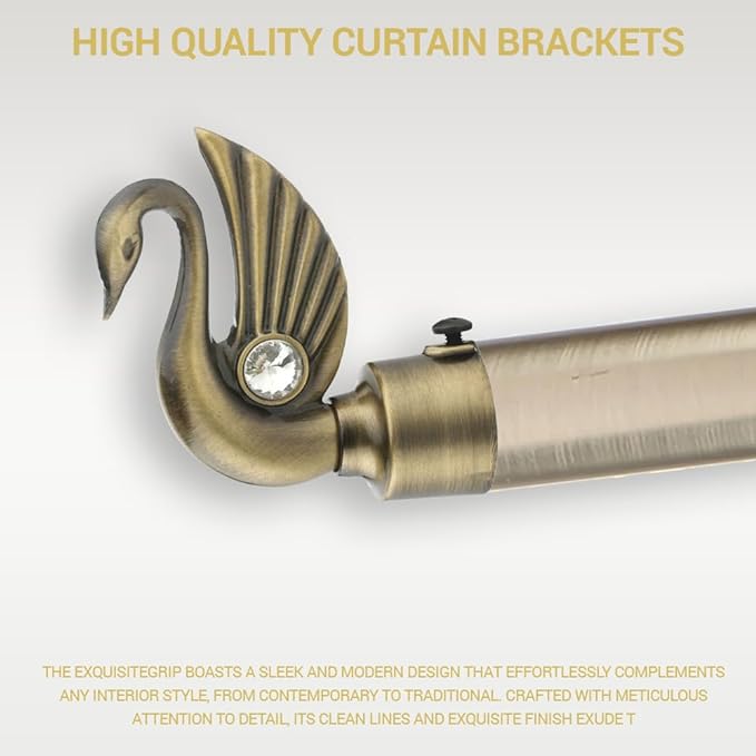 Swan Bird Shape Aluminium Curtain Bracket with Cobra Support(Antique)