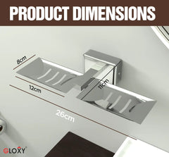 Square Shape Stainless Steel 304 Double Soap Holder (Silver)-by GLOXY®