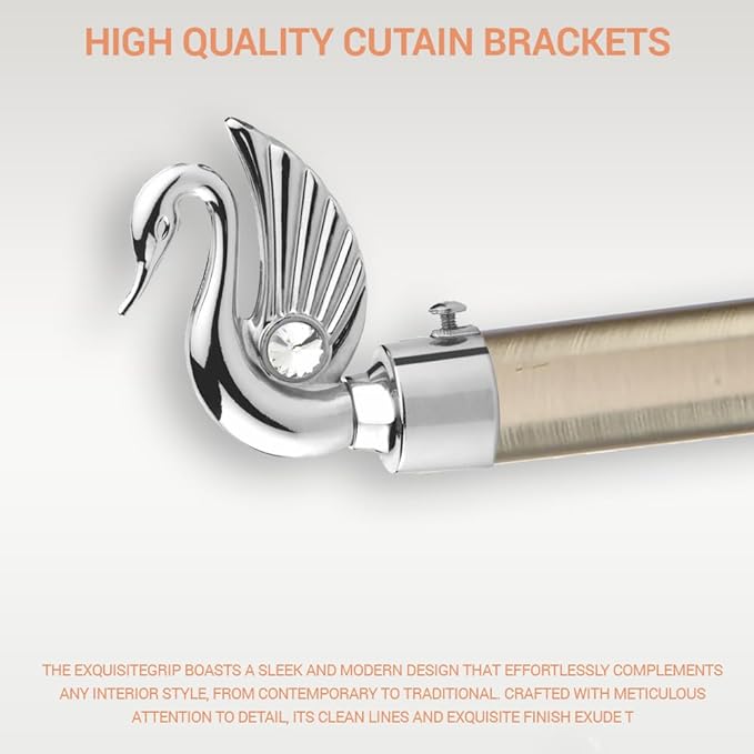Swan Bird Shape Aluminium Curtain Bracket with L Support(Silver)-by GLOXY