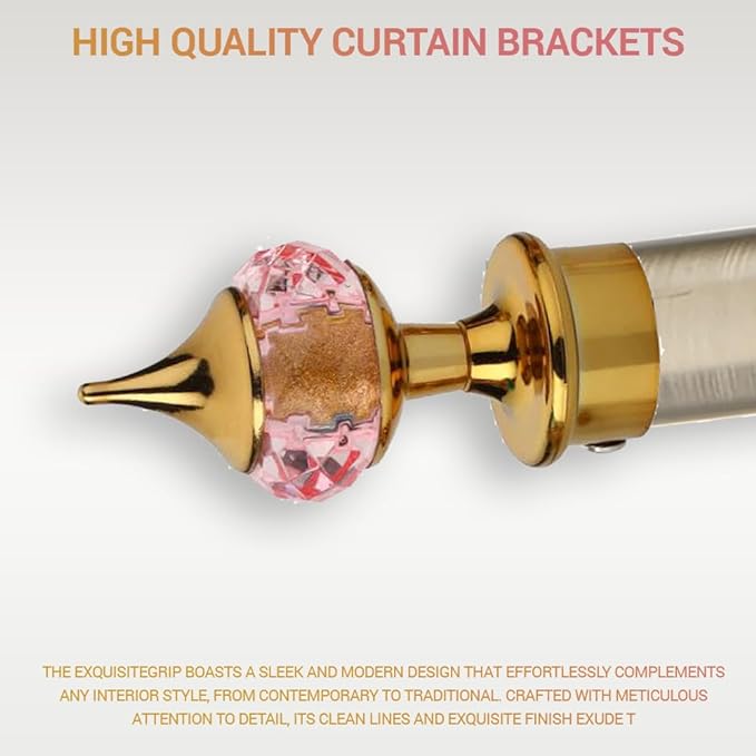 Single Diamond Aluminium Curtain Bracket with Support(Gold Mix Pink)