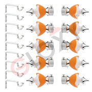 Gloxy Double Colour Stainless Steel & ABS Curtain Rod Finials with Support– Orange 5 Pair