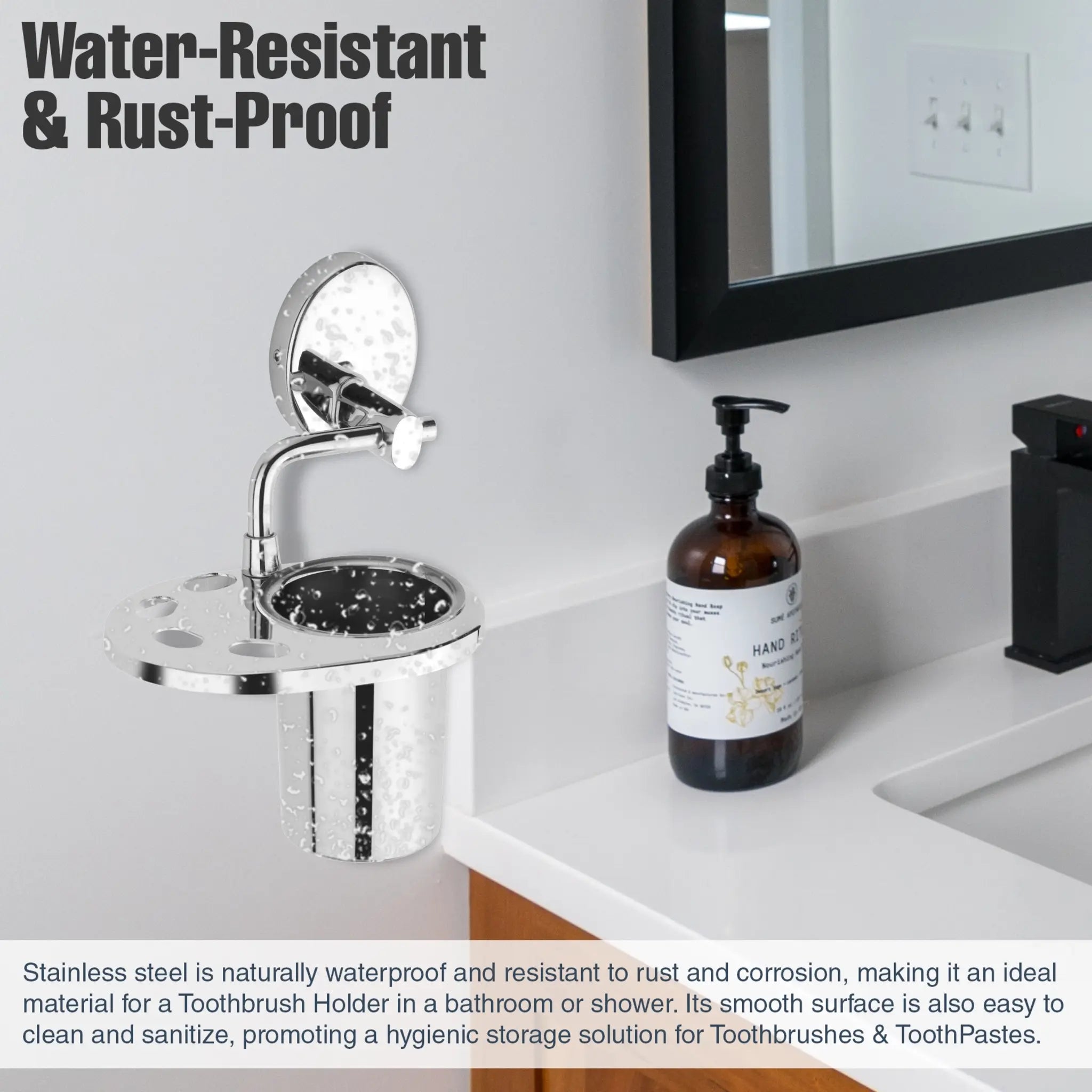 Stainless Steel SS202 Toothbrush Holder (Silver)-by GLOXY®