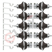 Gloxy Trophy Shape Stainless Steel & ABS Curtain Rod Finials with Support– Brown 5 Pair