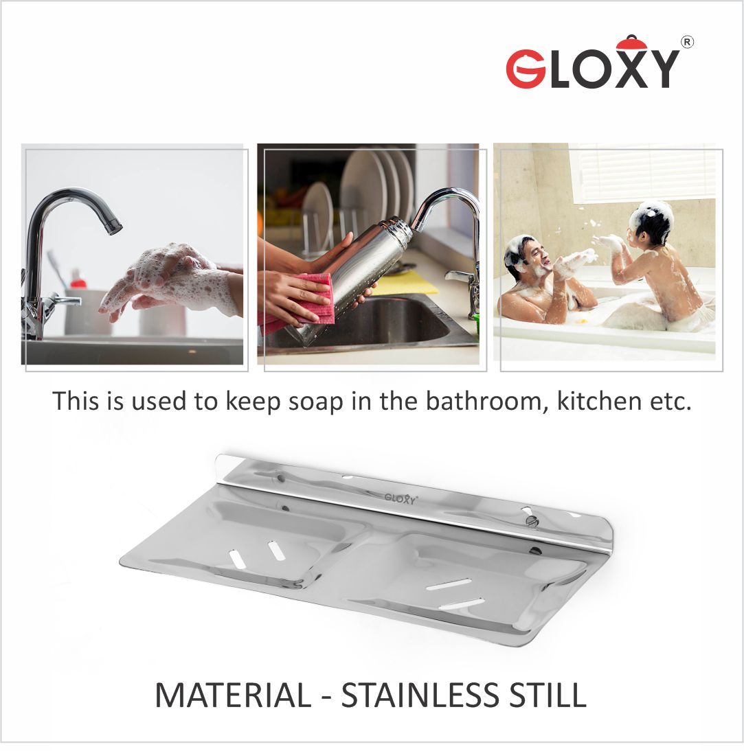 Stainless Steel Square Double Soap Holder