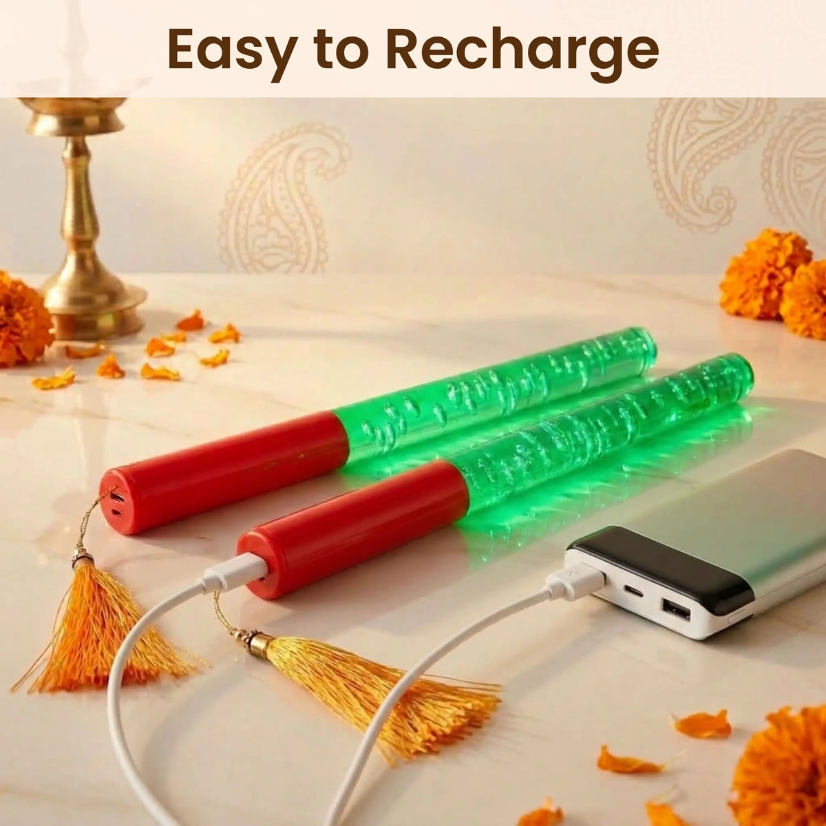 Single Colour LED Dandiya Sticks for Garba & Navratri – Battery Operated Light Up Dandiya | Green