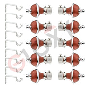 Gloxy Manjira Shape Stainless Steel & ABS Curtain Rod Finials with Support– Maroon 5 Pair