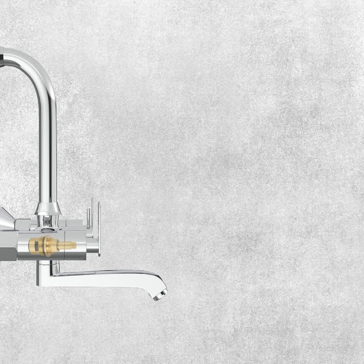 Chrome Finish Wall Mixer L Bend Brass Faucet Tap Cock with Double Handle Hot & Cold Water for Bathroom, Kitchen & Showers (Jet+)-by GLOXY®