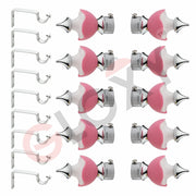 Gloxy Double Colour Stainless Steel & ABS Curtain Rod Finials with Support– Pink 5 Pair