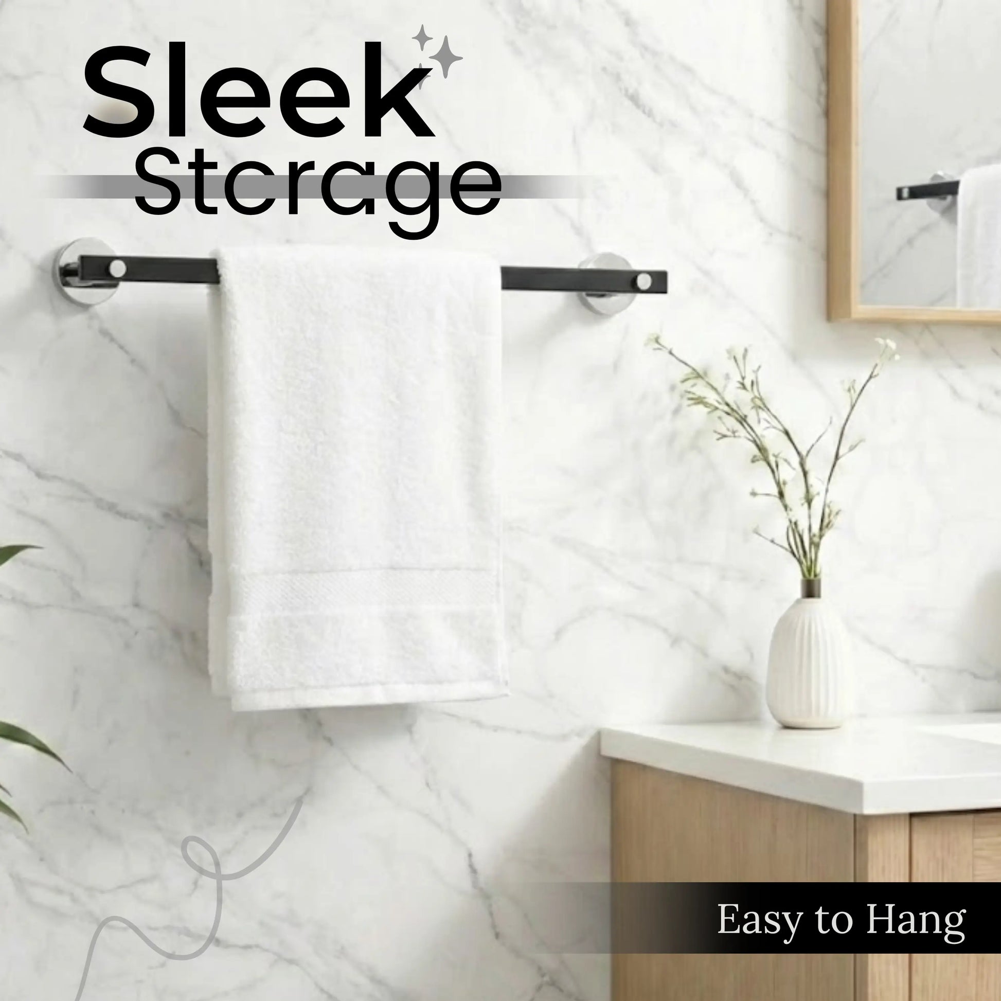 Black Finish 24 Inch Stainless Steel Towel Rod for Bathroom by GLOXY®