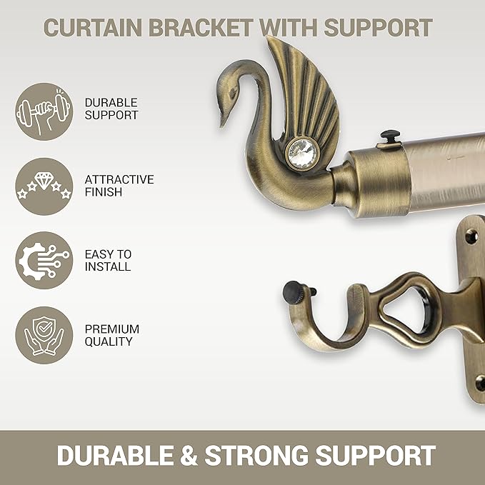 Swan Bird Shape Aluminium Curtain Bracket with Cherry Support(Antique)