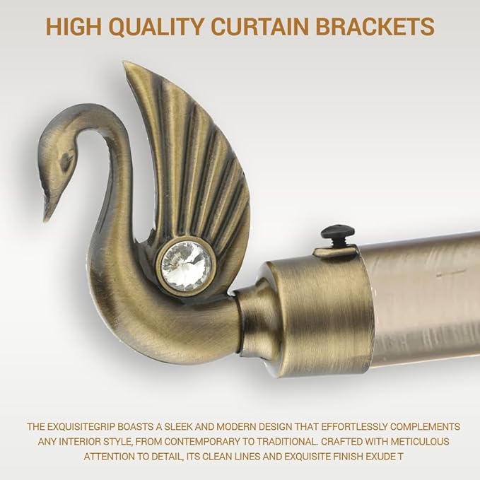 Swan Bird Shape Aluminium Curtain Bracket with L Support(Antique)