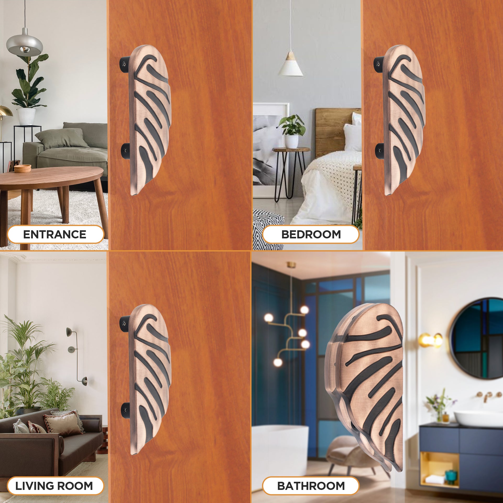 gloxy aluminium leaf door handle 6.5 inch antique copper