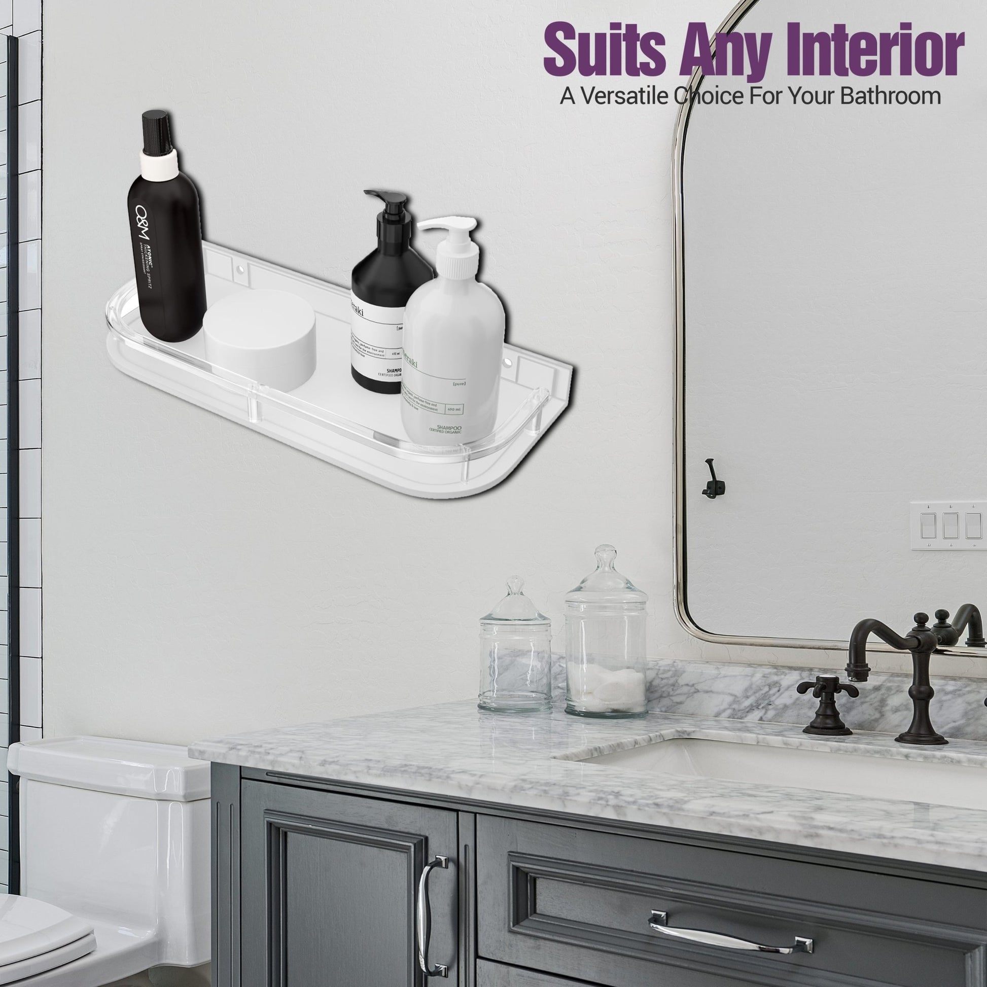 Unbreakable Transparent Wall Mount Acrylic Multipurpose Bathroom Corner Shelf