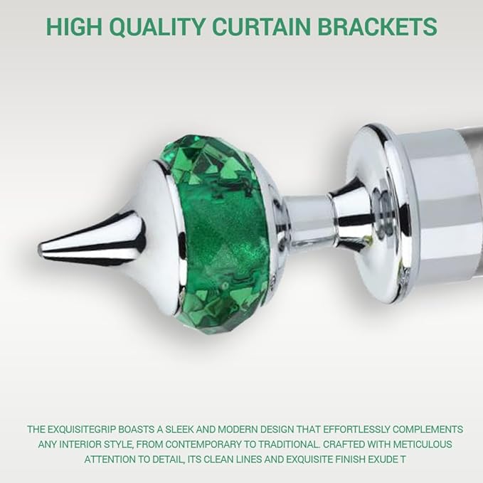 Single Diamond Aluminium Curtain Bracket with Support(Silver Mix Green)